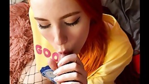 Oral Creampie, Sperm on Tits POV Vertical Video MollyRedWolf