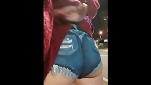 Jeny Smith bottomless in the club. Painted shorts looks like real hidden cam