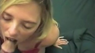 Blonde blowjob thick cum swallow