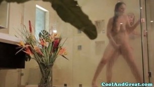 Lesbian Sinn Sage loves strapon shower fuck