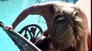 Blonde hottie banged by the pool